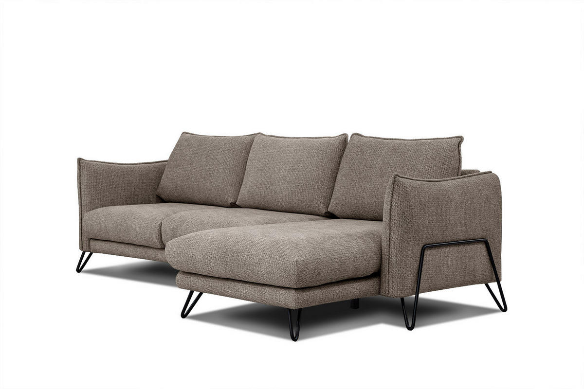 ECKSOFA HOSTEN 4-Sitzer, taupe - Taupe/Schwarz, Holzwerkstoff/Textil (269/158cm) - Courtois Laville