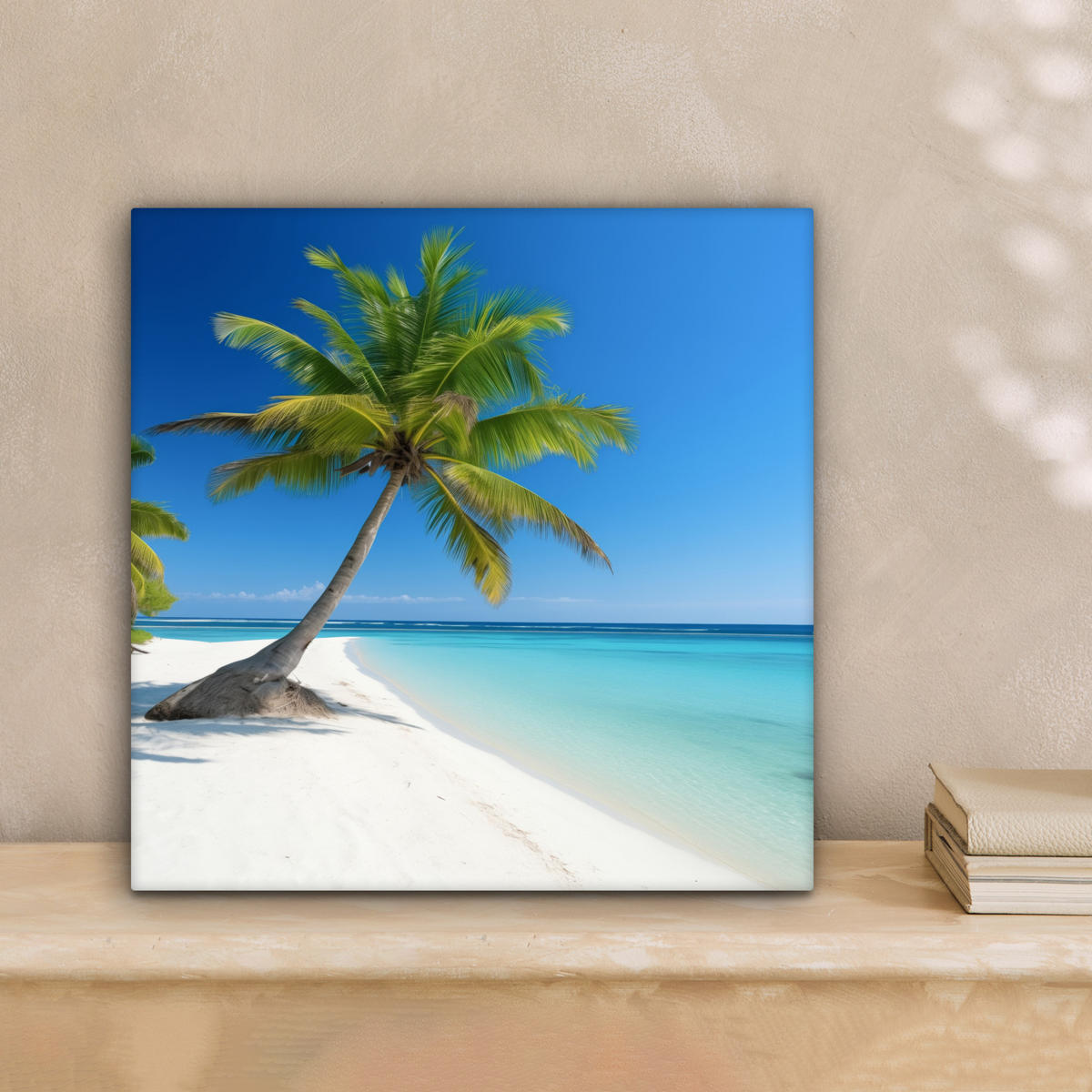 LEINWANDBILD Strand - Palme - Tropisch - Meer 20x20 cm - Grün, Textil (20/20cm) - MuchoWow