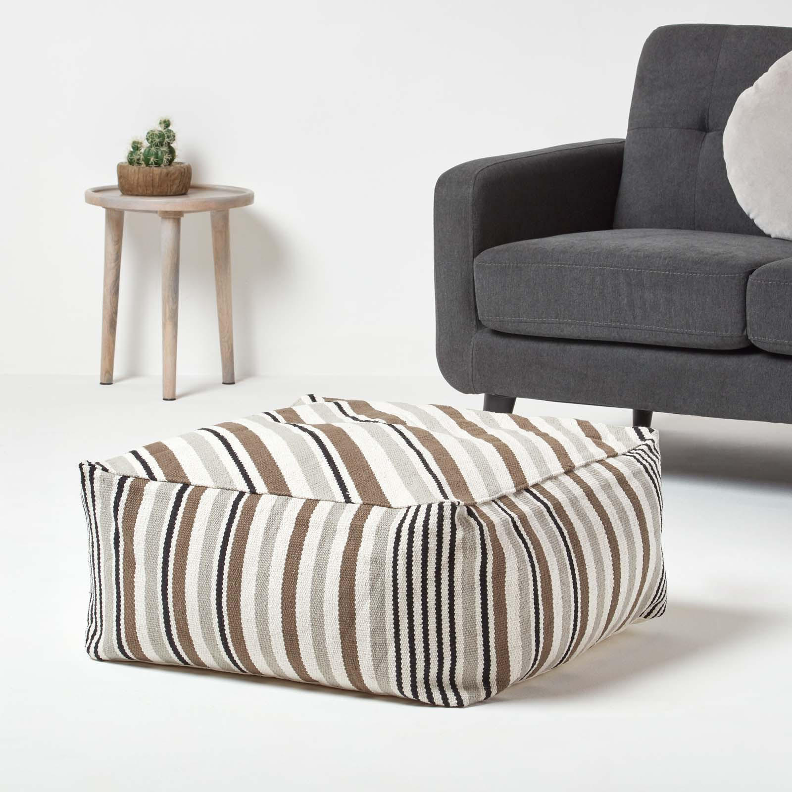 SITZPOUF mit Streifenmuster, 60/60/30 cm - Grau, Textil (60/30/60cm) - Homescapes
