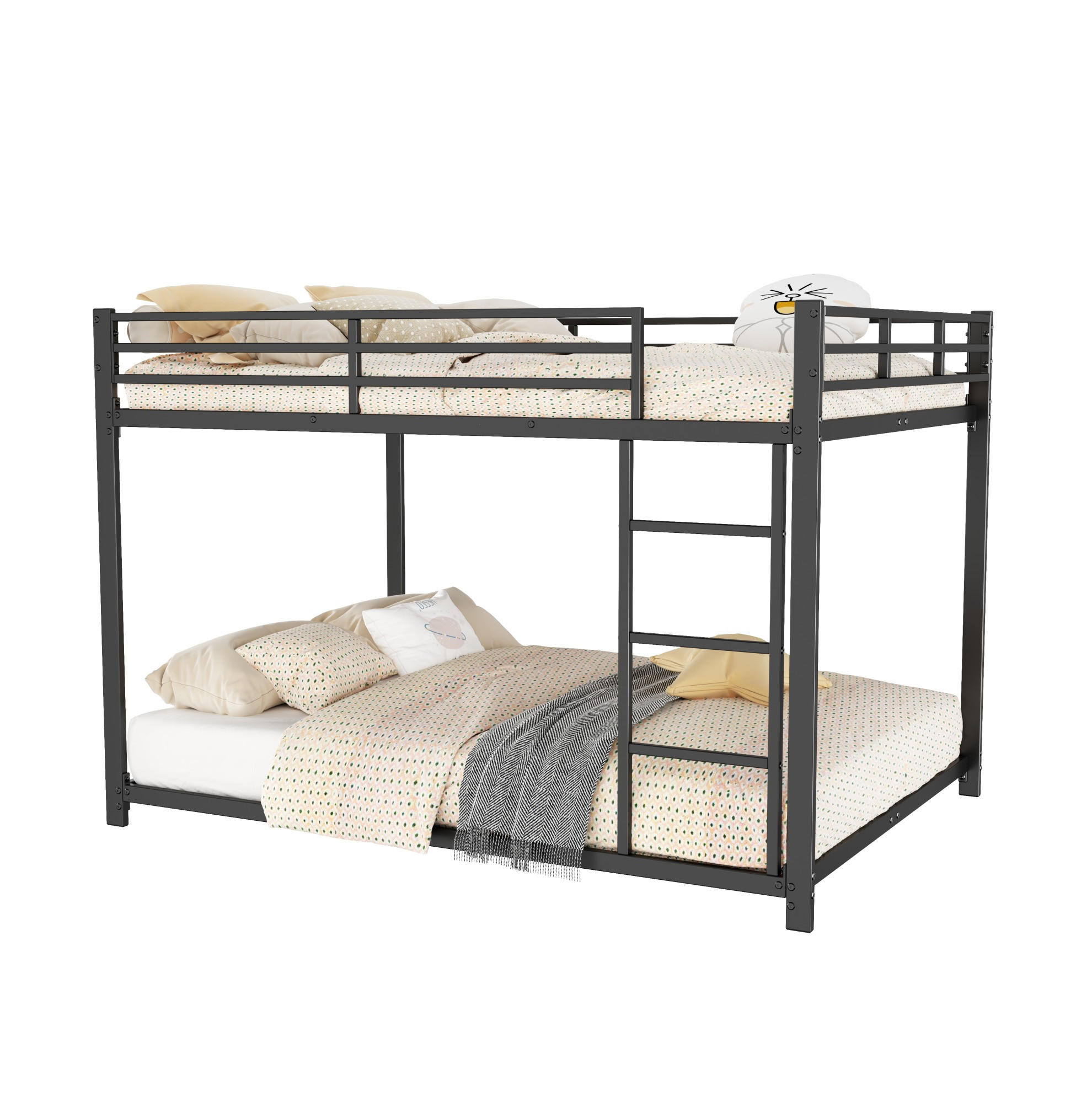 ETAGENBETT 140/200 cm aus Metall in Schwarz – platzsparend und stabil - Schwarz, Metall (140/200cm) - Flora Grace