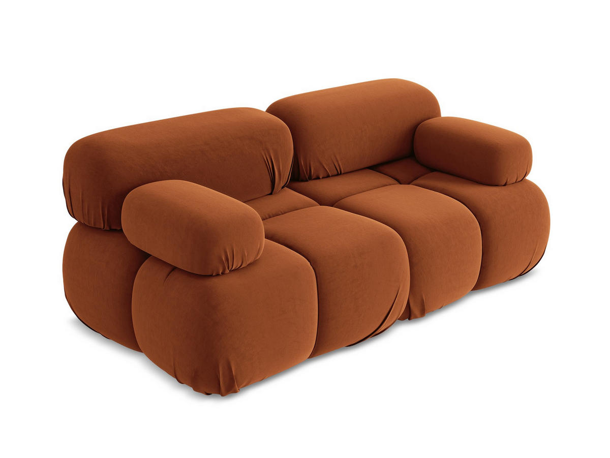 2-SITZER-SOFA Samt Stoff Orange - Beige/Terra cotta, Kunststoff/Textil (190/70/96cm) - Makamii
