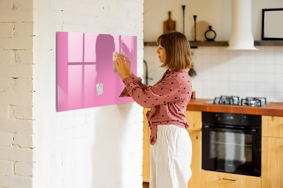 MAGNETTAFEL 100x70 Rosa schwarzer Marker - Pink, Glas (100/0.4/70cm) - TULUP