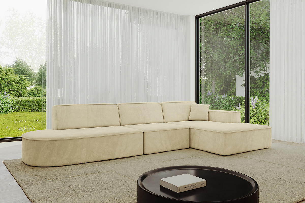 ECKSOFA Ottomane Rechts IREA-L2-v4 - 328x171x79 cm Beige - Taupe, Holzwerkstoff/Textil (171/328cm) - ALTDECOR