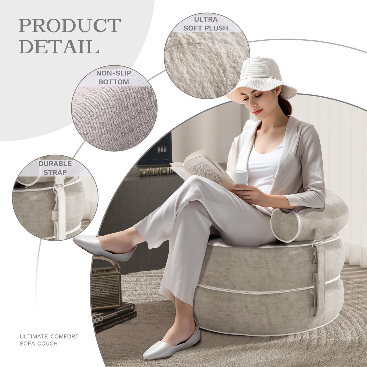 HOCKER 3-teilig - Hellgrau, Textil (80/65/80cm) - Vercart