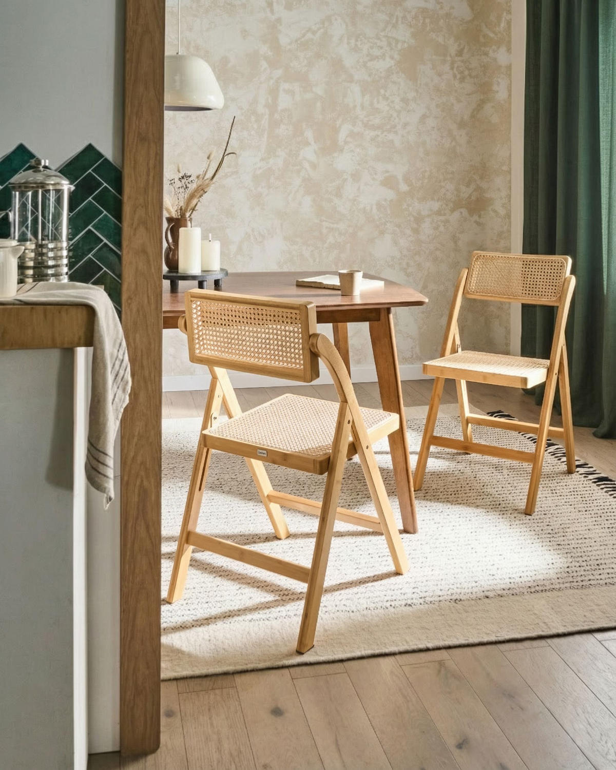 ESSZIMMERSTUHL 2er-Set klappbar Bambus Hellbraun Modane - Hellbraun, Holz (45/83/54cm) - Beliani