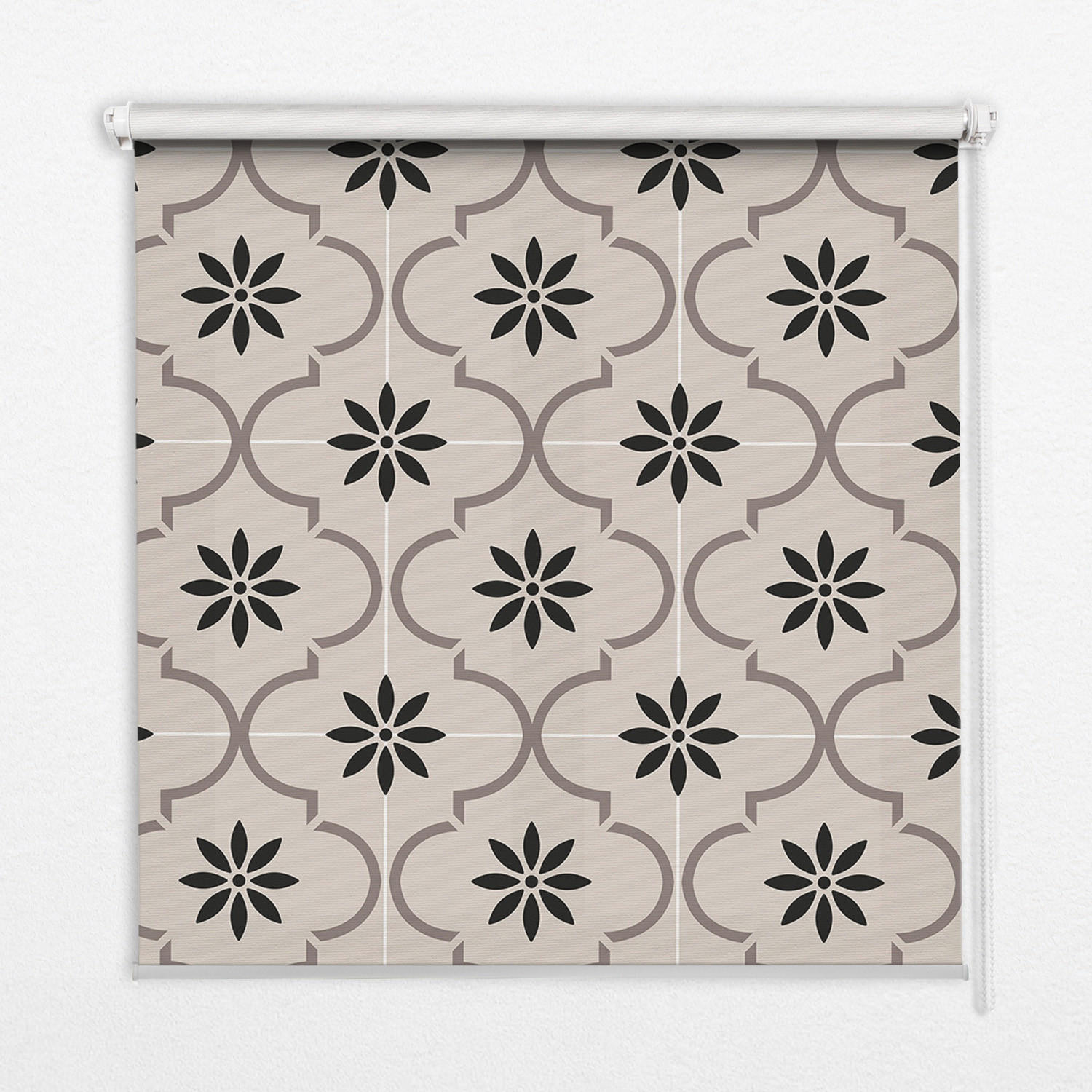 INNENROLLO - Fensterrollo - Rollo - 100x100 cm - Marokkanische blumenförmige Fliese - Grau, Kunststoff (100/100/0.5cm) - TULUP