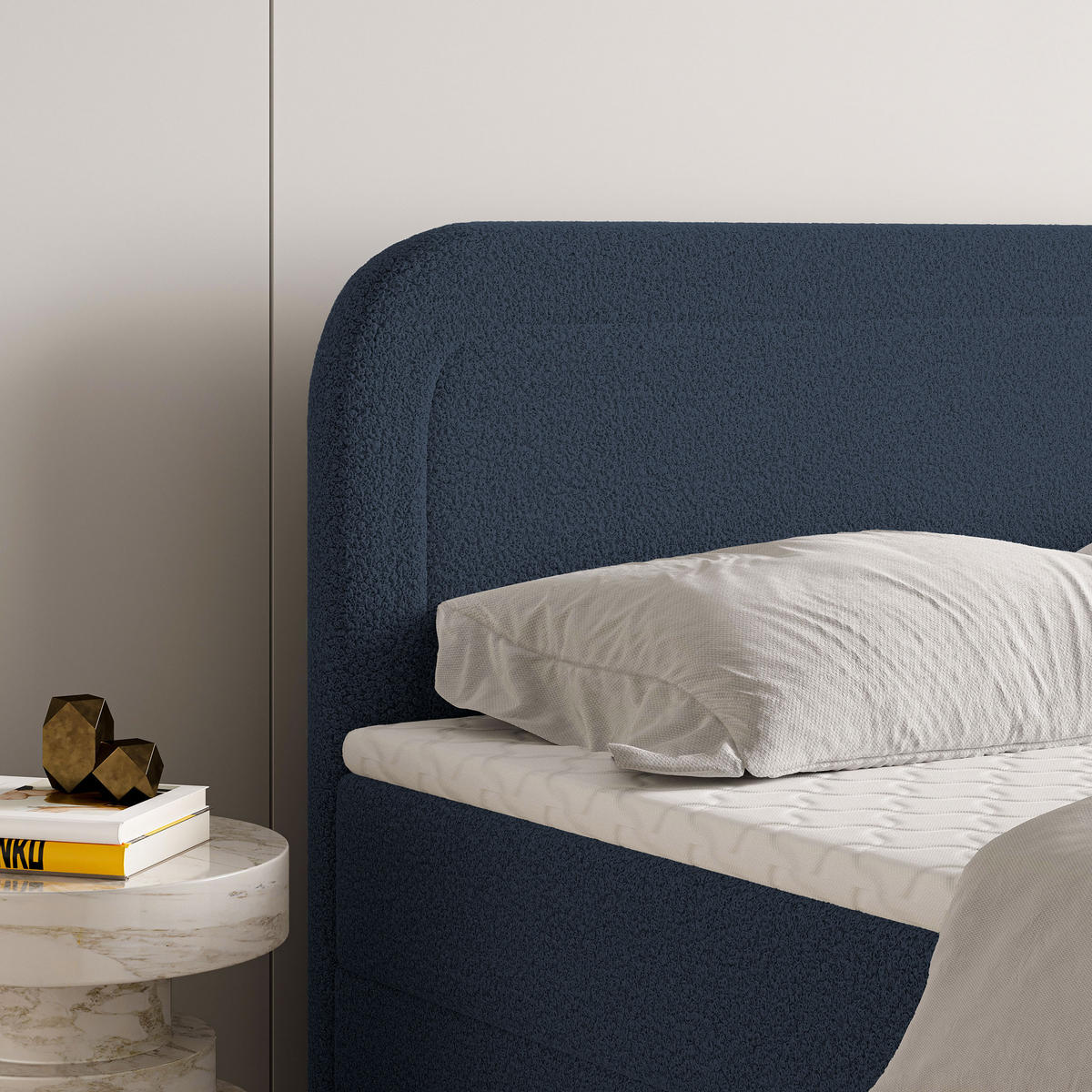 BOXBETT ARMEL 140x200 cm mit Matratze und Topper - Blau - Blau, Holz (140/200cm) - MASSENO