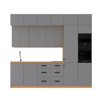 KÜCHENZEILE 360 cm - Langen K72-M360 R in Beige/Matt - Beige/Schwarz, Holz/Metall (360/248/58cm)