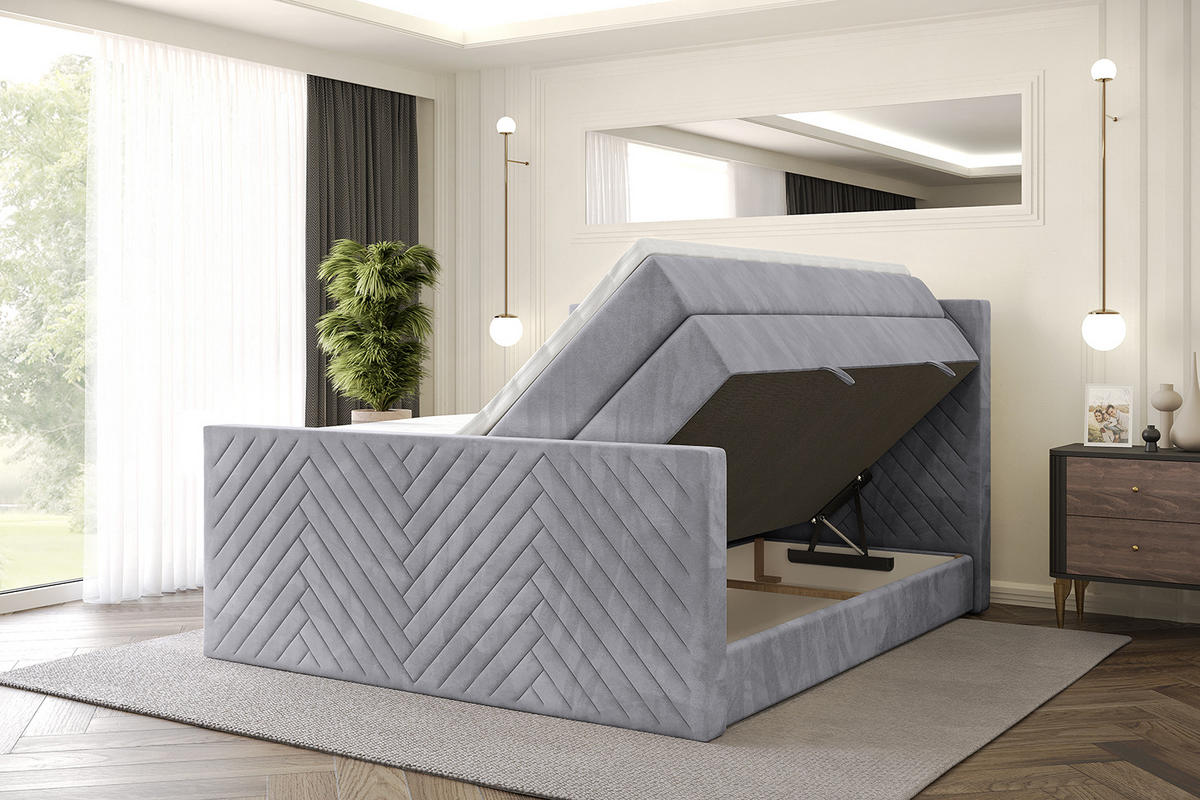 BOXSPRINGBETT mit Matratze und Lattenrost - VEXA-Z KING-180x200 - Grau Monolith - Grau, Holzwerkstoff (180/200cm) - ALTDECOR