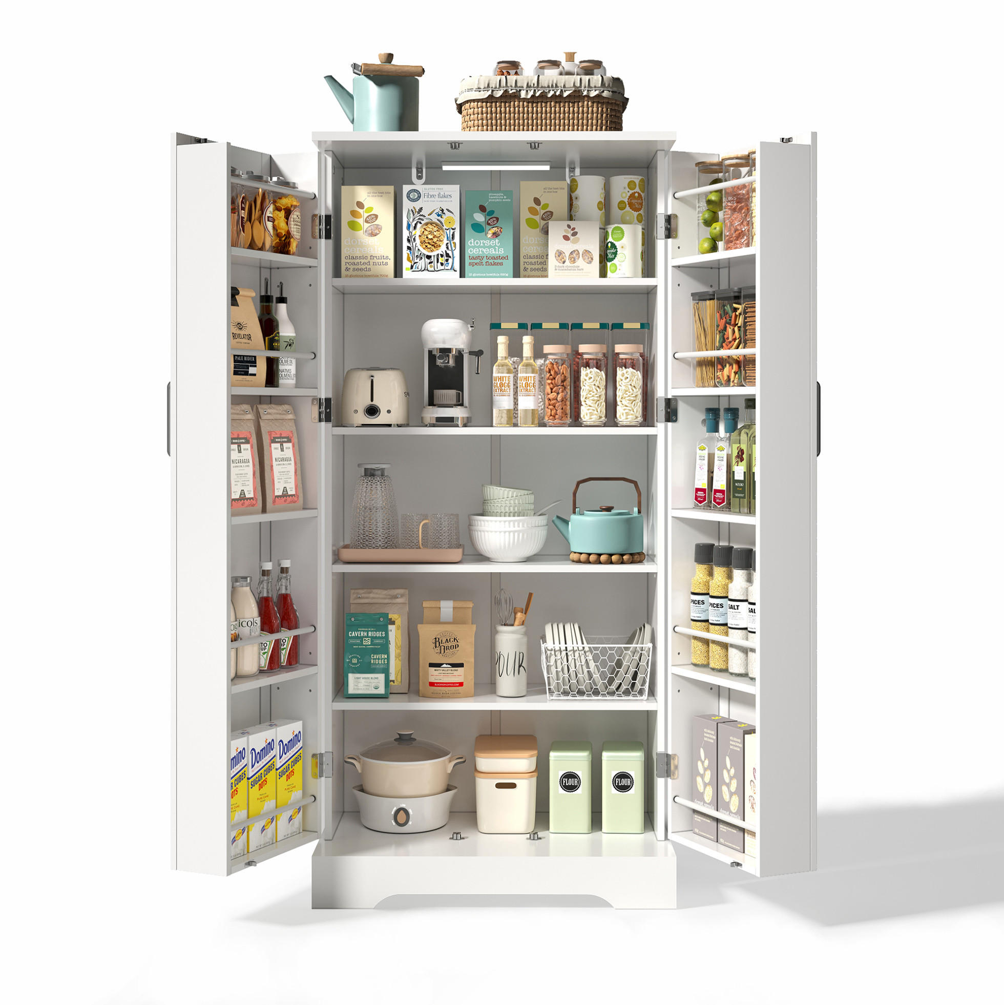 BUFFET 60/128/35 cm Weiß aus MDF mit LED-Sensorleuchte - Weiß, Holzwerkstoff (35/128/60cm) - OKMYHOME