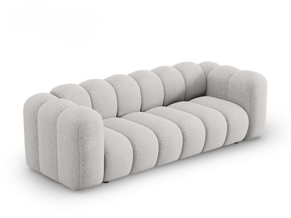 SOFA Lupine aus Chenille-Stoff hellgrau 3 Sitzplätze - Hellgrau, Textil (95/70/230cm) - Micadoni