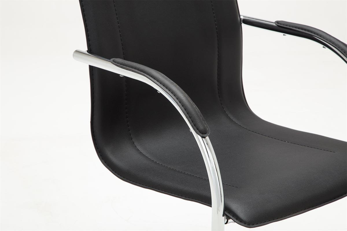 BESUCHERSTUHL Rabat Kunstleder Schwarz Konferenzstuhl Bürostuhl - Schwarz, Leder (56/94/52cm) - DELUKE