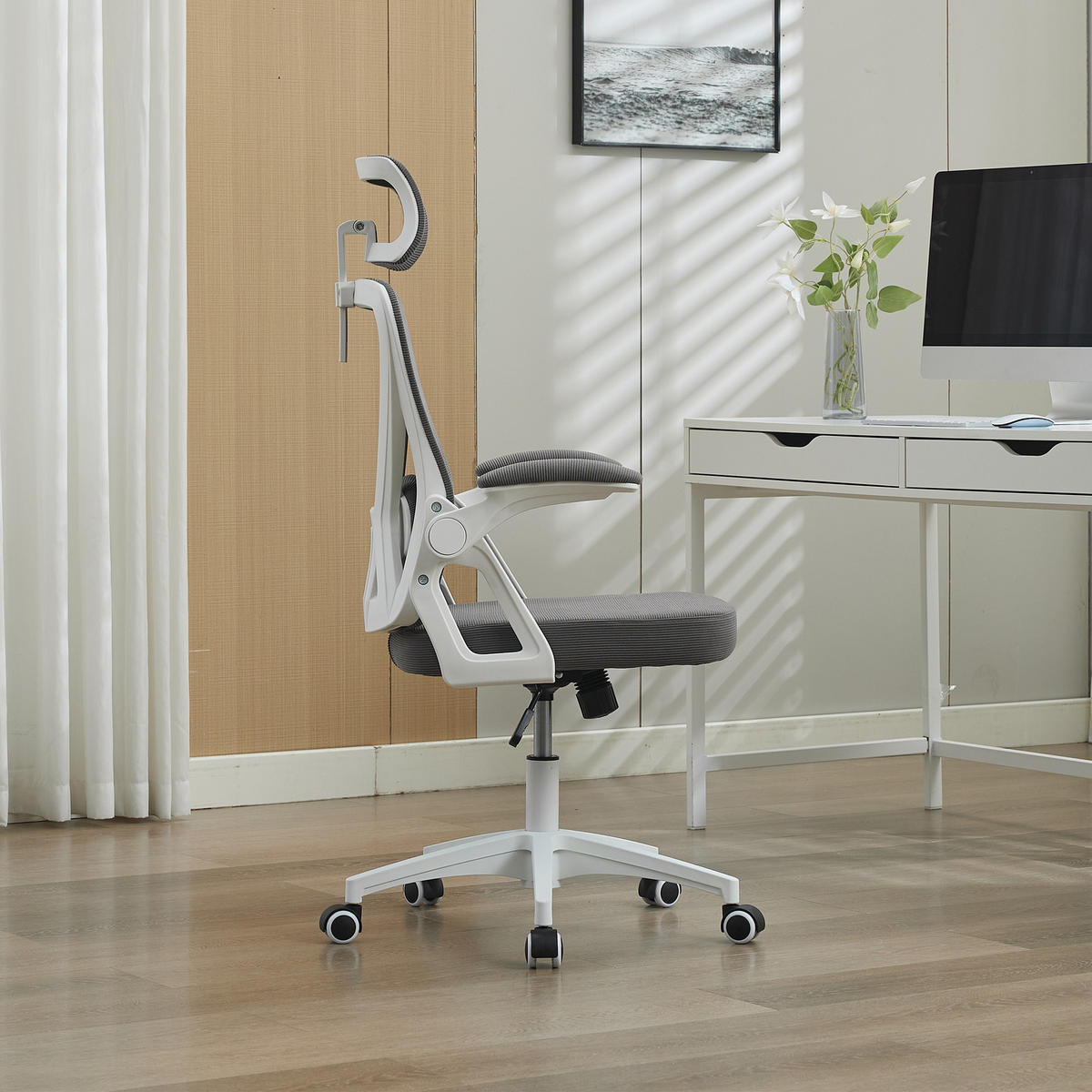 BÜROSTUHL Grau 58/65/108 cm - Grau, Metall (58/108/65cm) - PANGIVO
