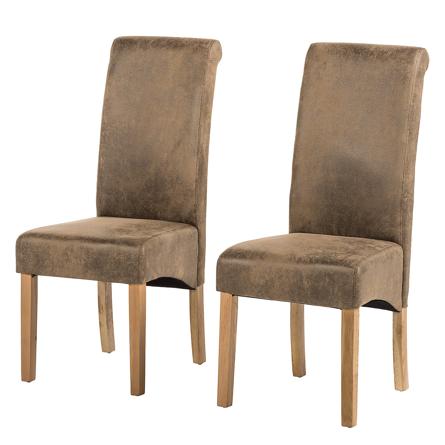 POLSTERSTUHL - Braun - Microfaser - Eiche - 47 x 108 x 64 cm - Braun, Holz/Textil (47/108/64cm) - home24