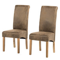 POLSTERSTUHL - Braun - Microfaser - Eiche - 47 x 108 x 64 cm - Braun, Holz/Textil (47/108/64cm) - home24