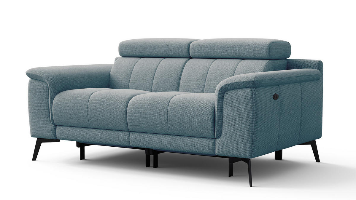 RELAXSOFA FIERO 2-Sitzer mit 2 Relaxfunktionen, mintgrün - Schwarz/Mintgrün, Holzwerkstoff/Textil (170/82/103cm) - Courtois Laville