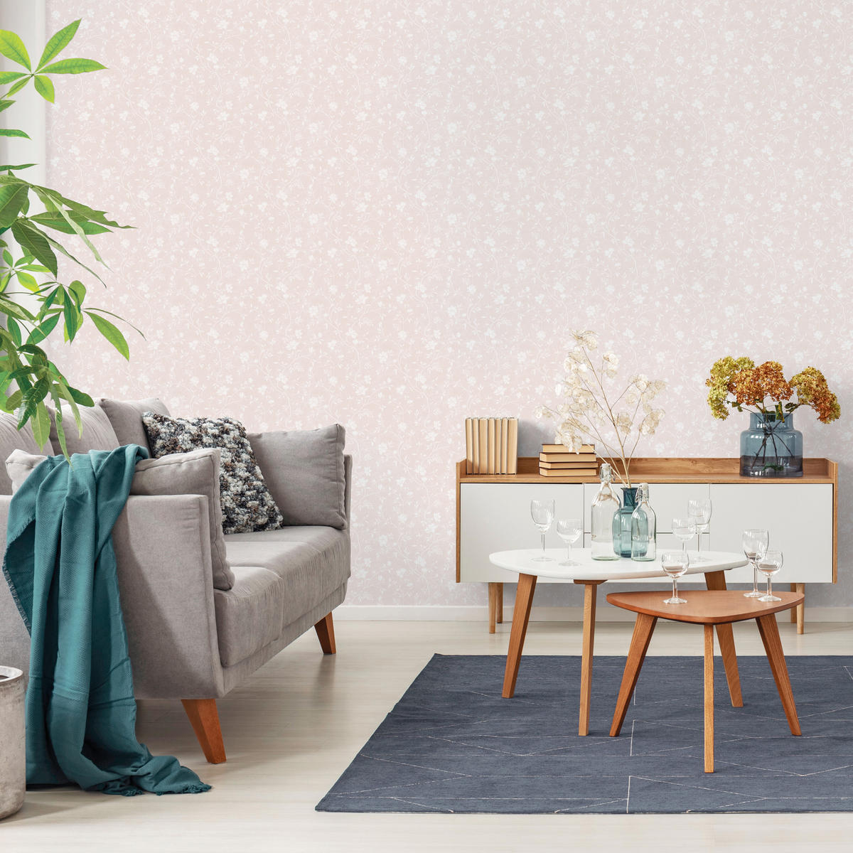 TAPETE Blumen 53 cm x 10 m - Pink, Papier (53/0.1cm) - Sanders & Sanders