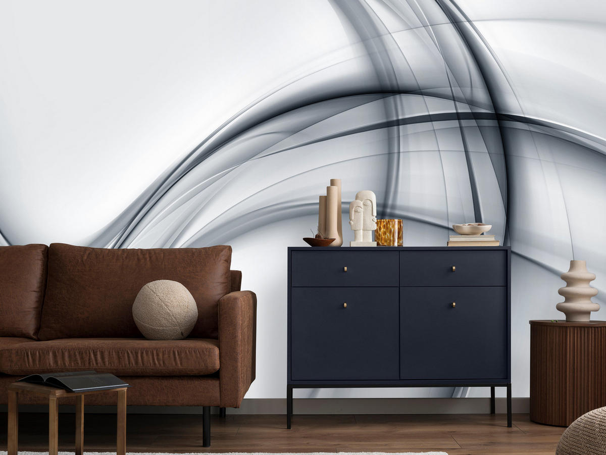 FOTOTAPETA Pre Obývaciu Izbu Abstraktné Sivé Línie Moderný Vzor 500 x 350 cm - čierna/sivá, papier (500/350cm) - Muralo