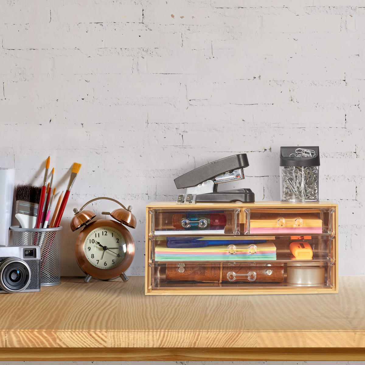 MAKEUP-ORGANIZER - Multicolor, Holz/Kunststoff (23.5/11/15cm) - Relaxdays
