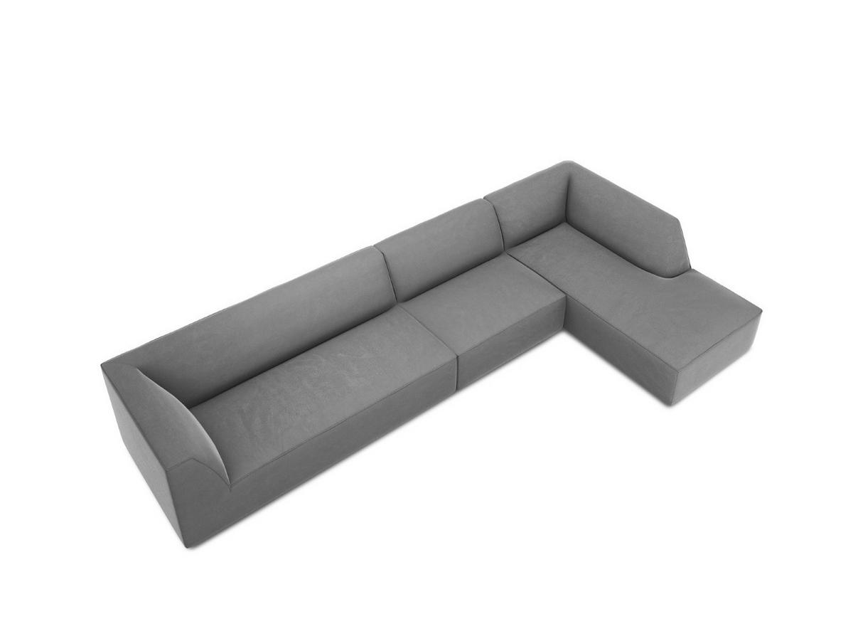 ECKSOFA rechts Ruby aus Samt grau 5 Sitzplätze - Grau, Textil (180/366cm) - Micadoni