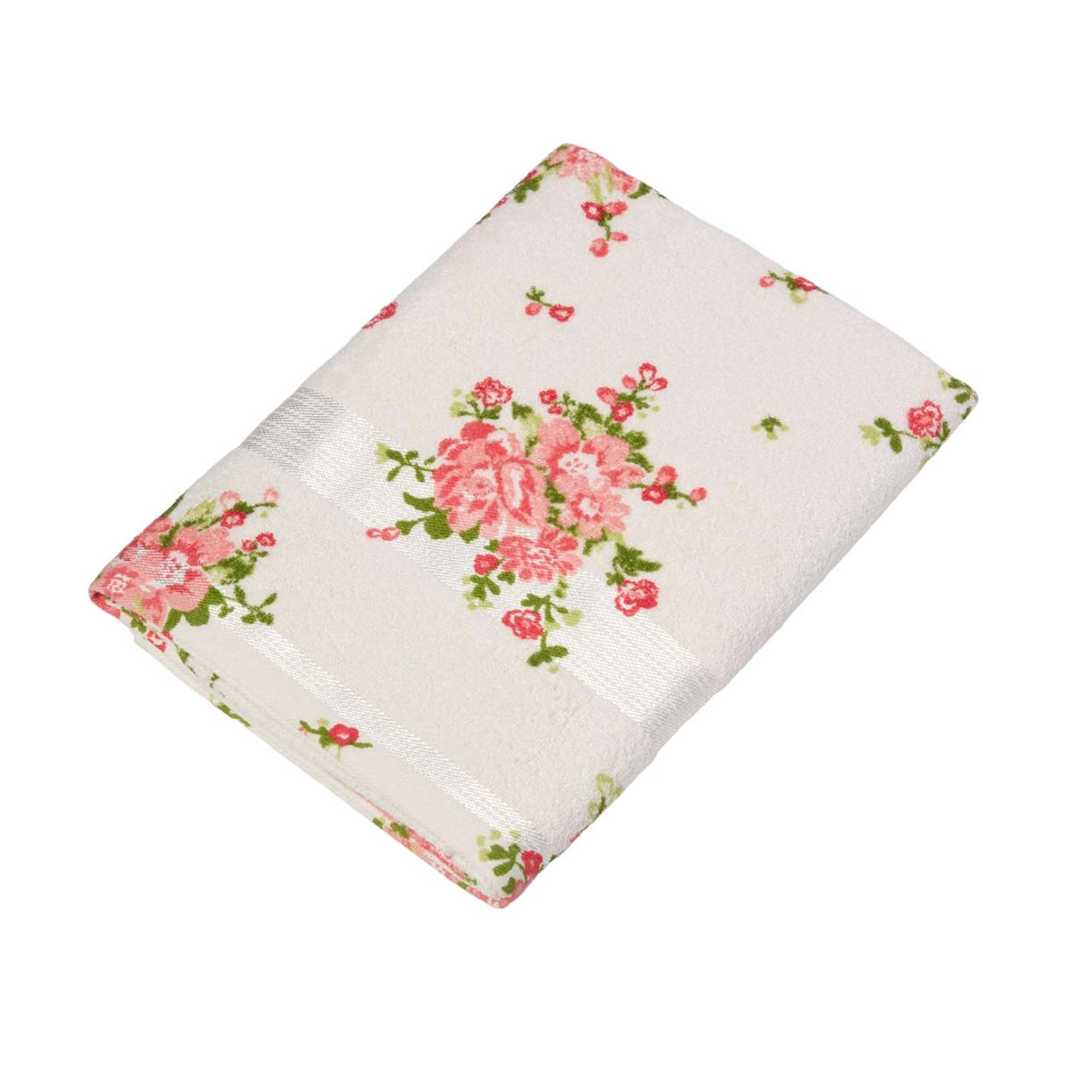 DUSCHTUCH Blumen creme 70/130 cm - Creme, Textil (70/130cm) - Homescapes