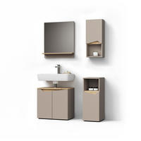 BADMÖBEL-KOMBINATION Timavo Greige 4 Teile - Greige/Eiche Artisan, Holzwerkstoff (60/57/35cm) - Livinity®