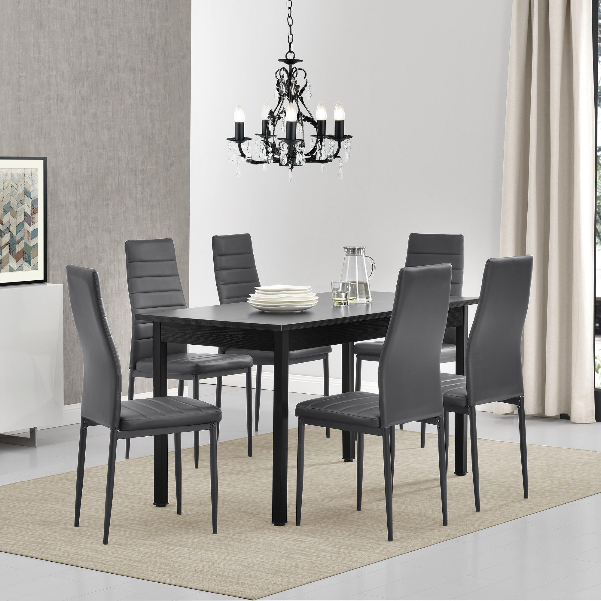 TISCHGRUPPE Bjerkvik - Grau, Holzwerkstoff/Textil (140/75/60cm) - [en.casa]