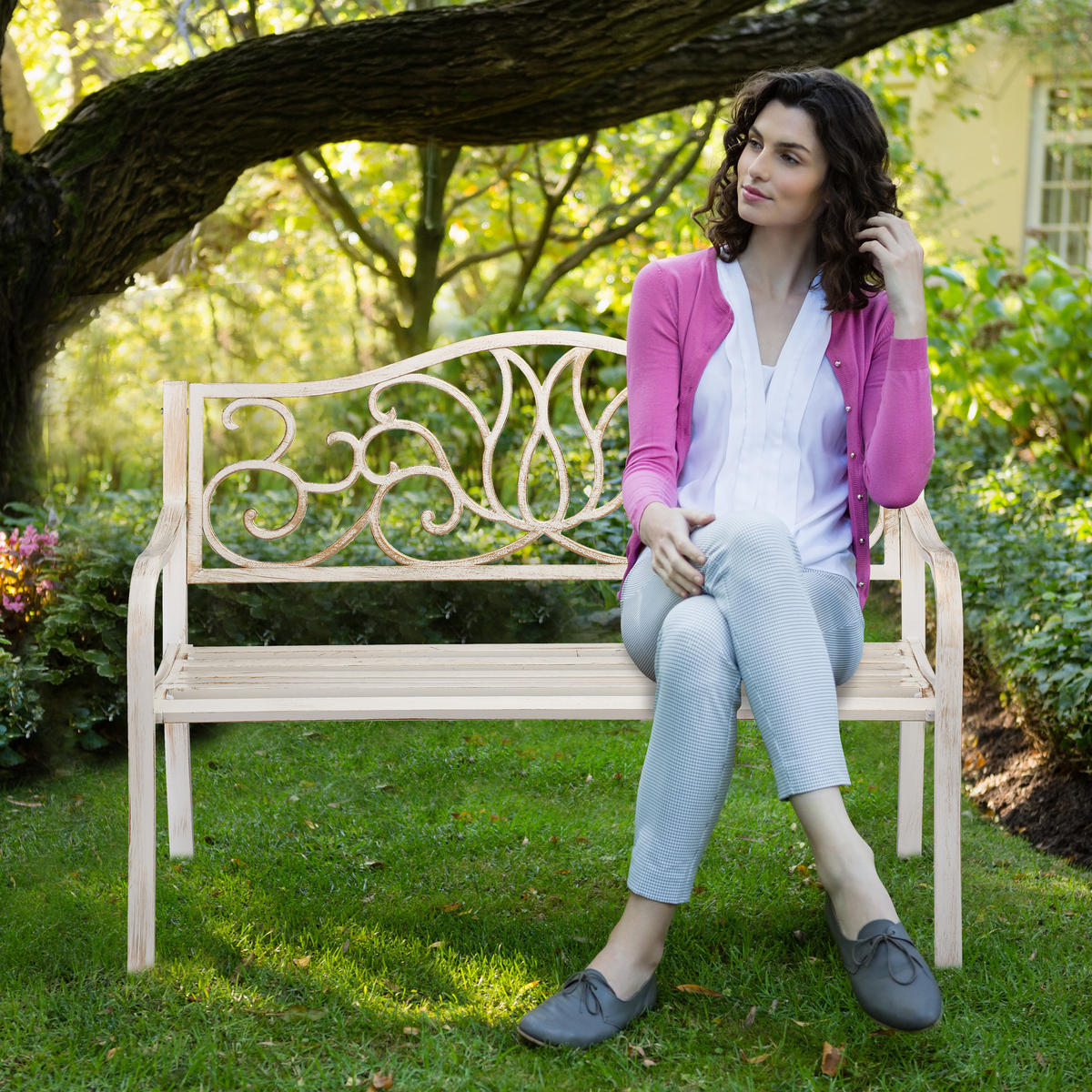 GARTENBANK - Multicolor, Metall (127.5/90/63cm) - Relaxdays