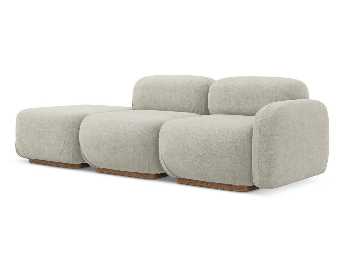 3-SITZER SOFA Links Bouclé Stoff Beige - Beige/Creme, Holz/Textil (258/73/95cm) - Makamii