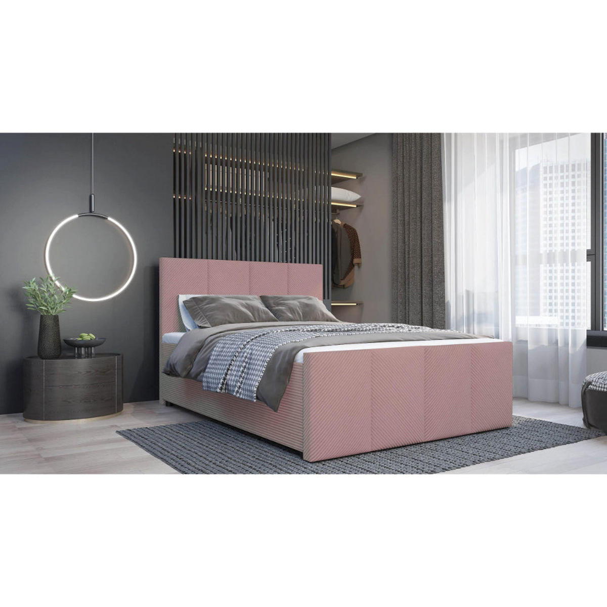 BOXBETT Milano Bonellfederkern inkl. 7-Zonen Topper T-30 - BOXBETT mit Bettkasten - Rosa, Holz/Holzwerkstoff (160/200cm) - Best For Home