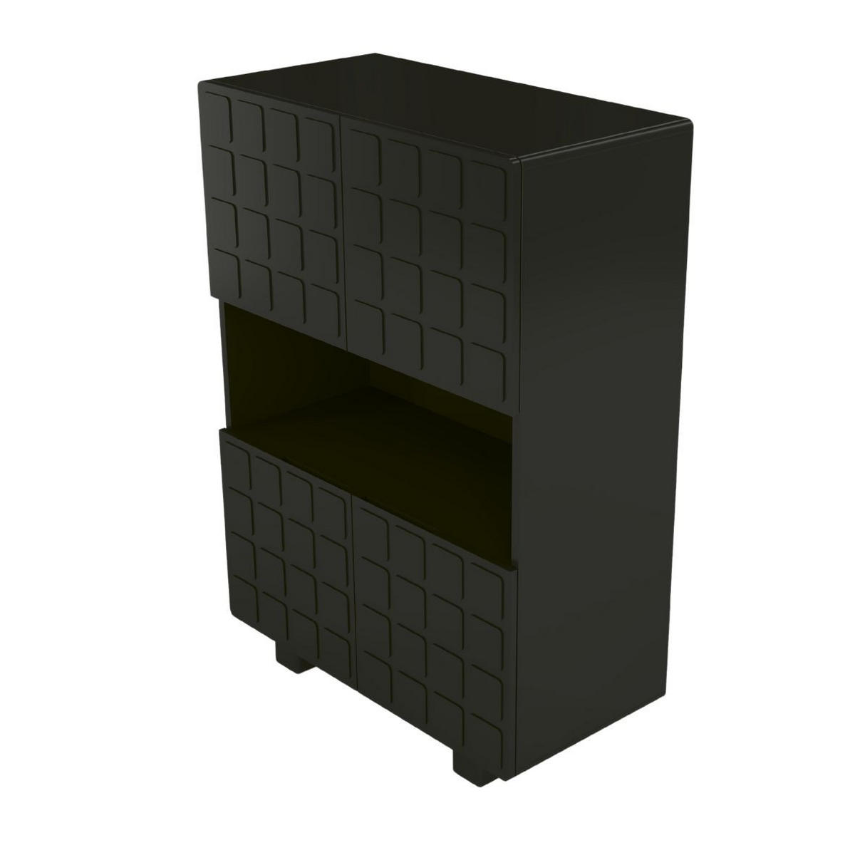 HIGHBOARD Cubo Long, Geometrische 3D Fronten, 85 x 120 cm, Schwarz - Schwarz, Holz/Holzwerkstoff (84.3/120/41.8cm) - Skandica
