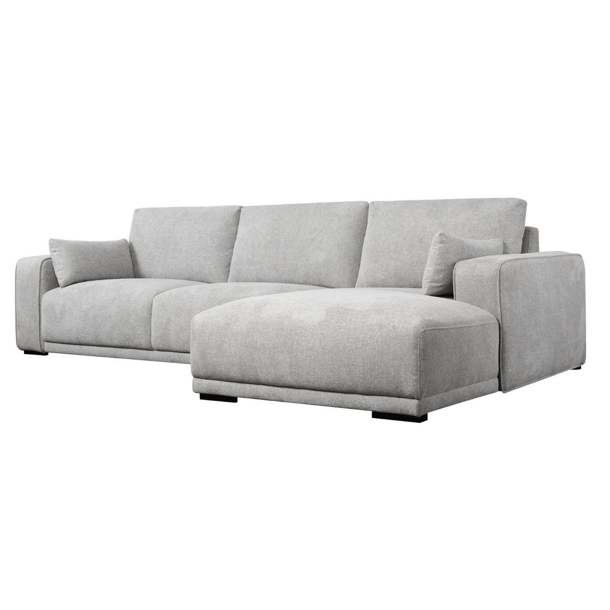 ECKSOFA Webstoff Grau - Schwarz/Grau, Holz/Textil (305/105cm) - Furnhouse