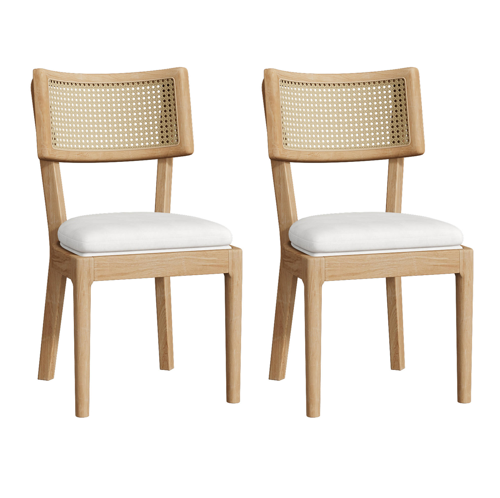 ESSZIMMERSTUHL 2er-Set mit Rattan-Rückenlehne Massivholz Wood - Braun, Holz (58/88/50cm) - Meubliv
