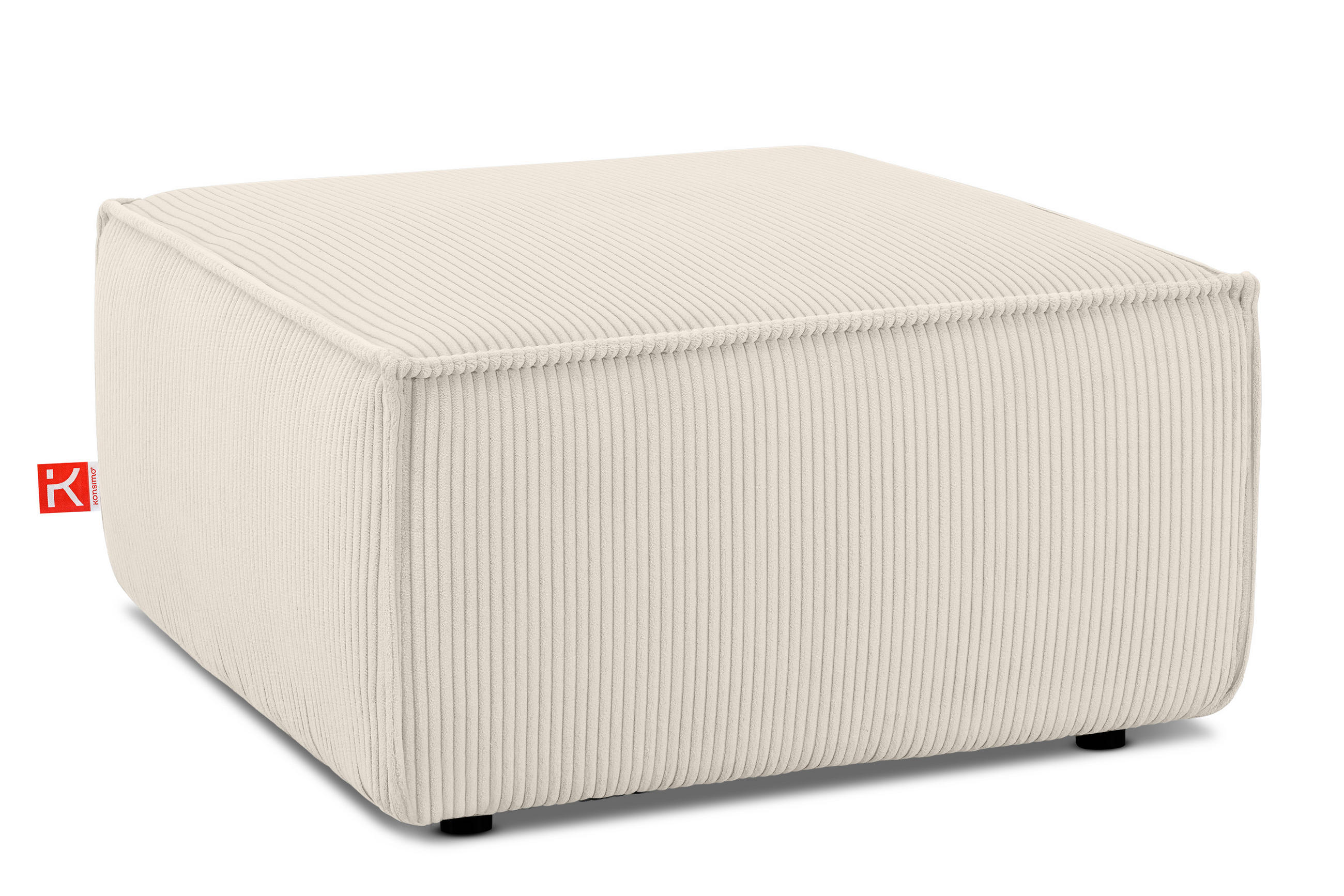 SITZPOUF NAPI gefederte Sitzfläche, creme - Creme/Schwarz, Textil (83/45/83cm) - KONSIMO®