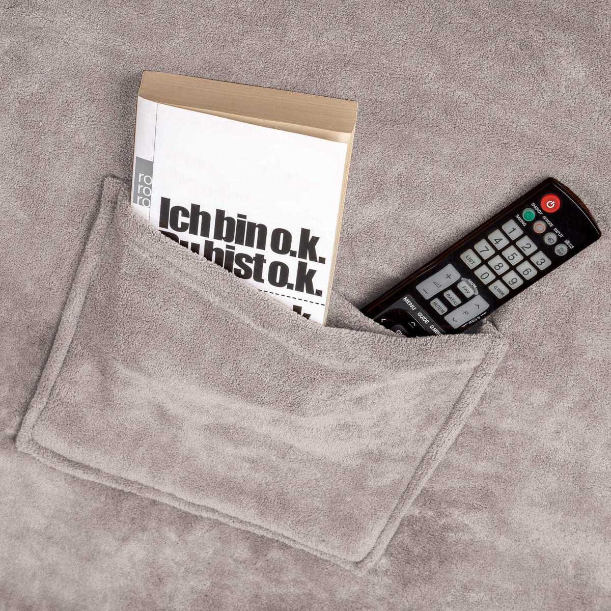 KUSCHELDECKE 2er Set mit Ärmeln, inklusive Tasche auf der Vorderseite, grau - Grau, Textil (150/180cm) - tectake