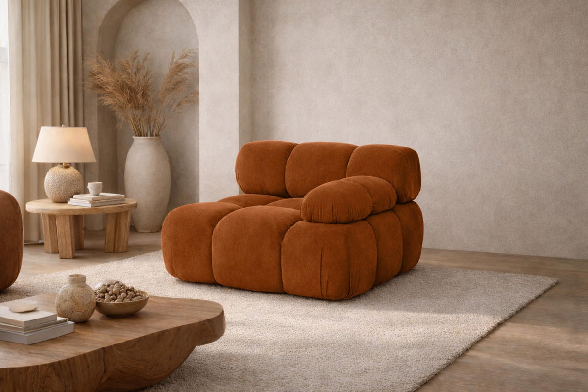 MODUL Seitlich, Für Modulares System, Stoff Salvador, Braun, Rechts, Selia - Braun, Holz (95/70/95cm) - Kaiser Möbel