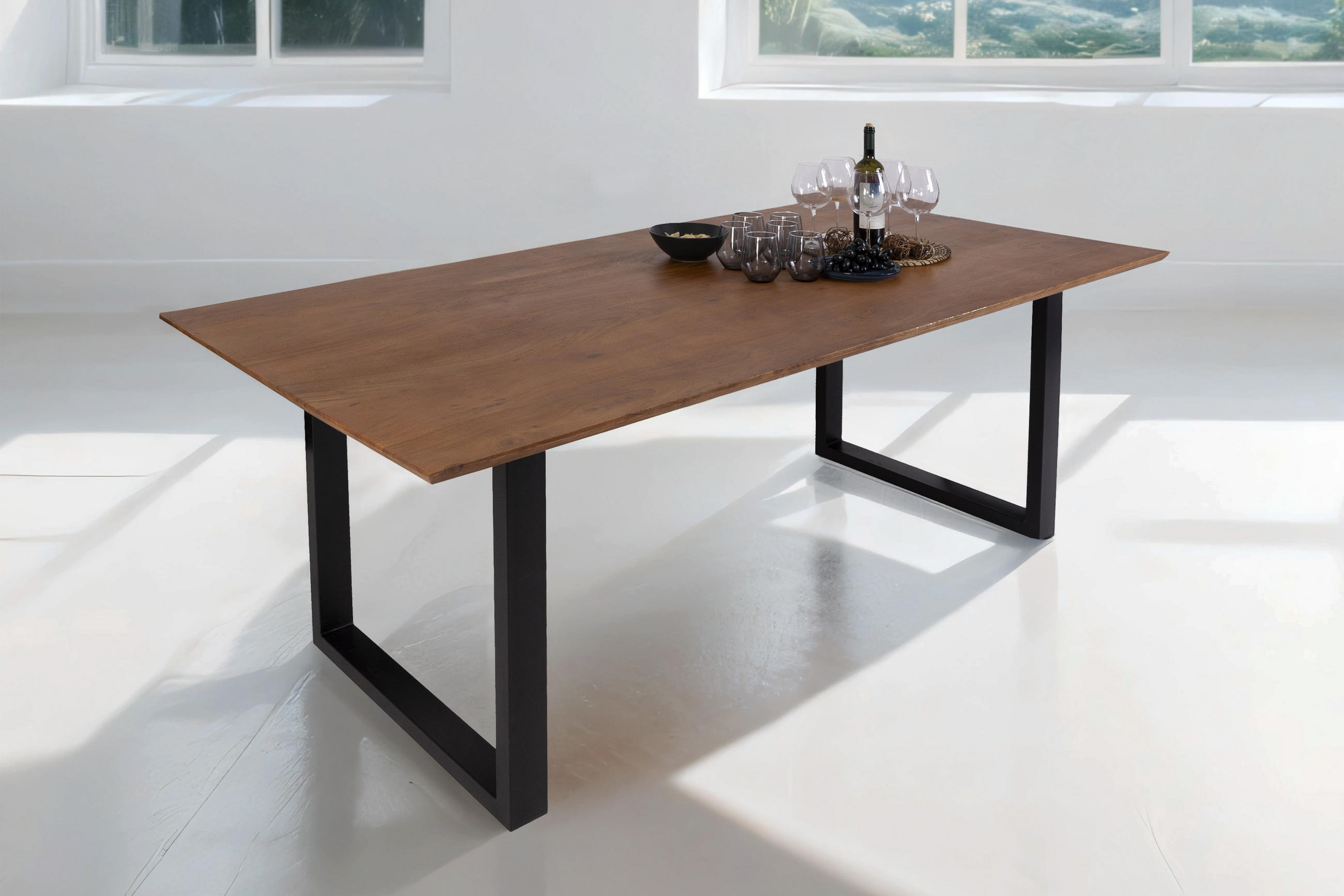 ESSTISCH ATLANTA - Schwarz/Braun, Holz/Metall (100/300/77cm) - SAM