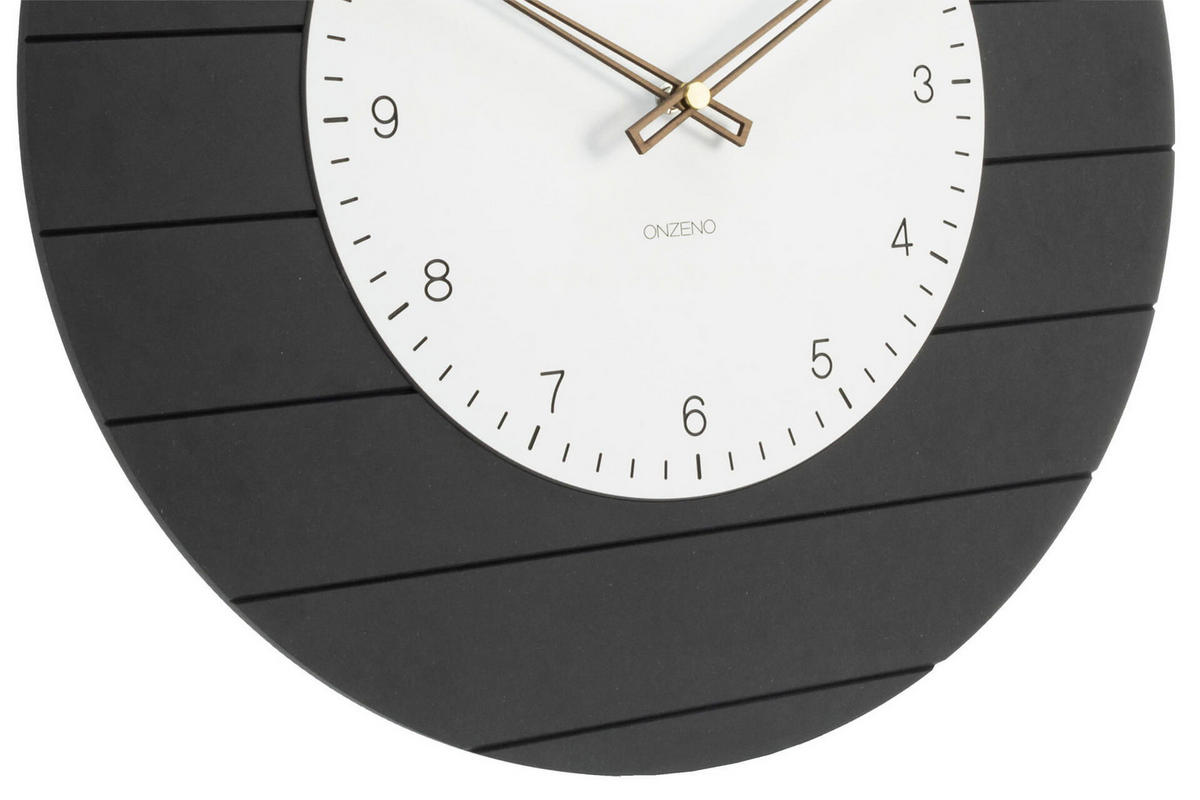 WANDUHR Design Schwarz-Weiß 50/50 cm - Schwarz, Holzwerkstoff (50/50/1cm) - ONZENO