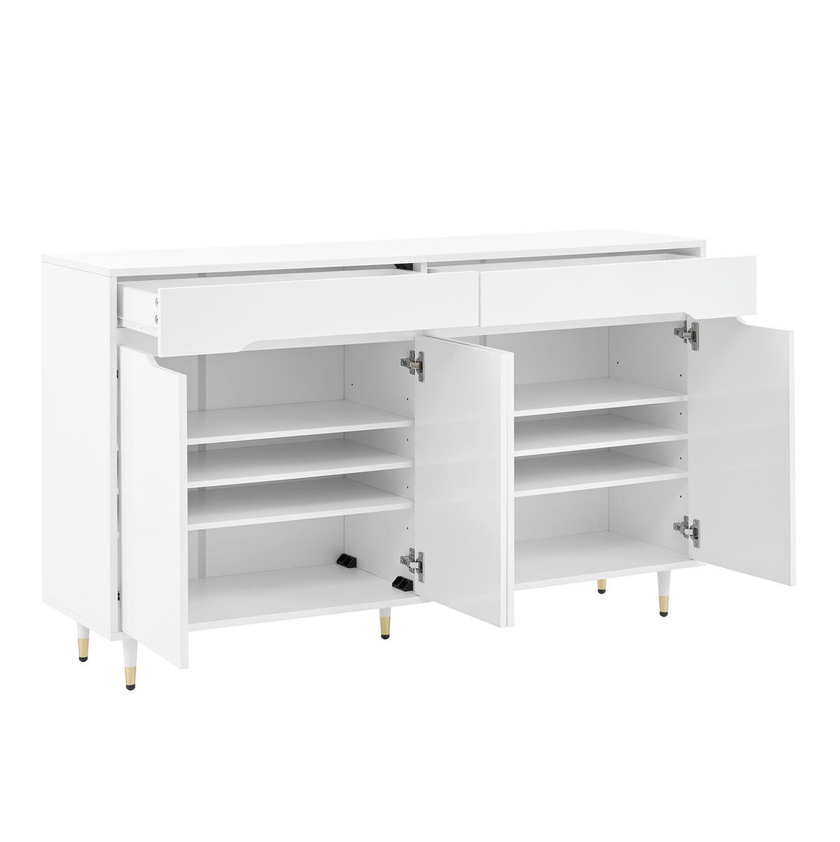 SCHUHSCHRANK mit 2 Türen und 2 Schubladen 140 x 39 x 84 cm Weiß - Weiß, Holz (39/84/140cm) - Beauniv
