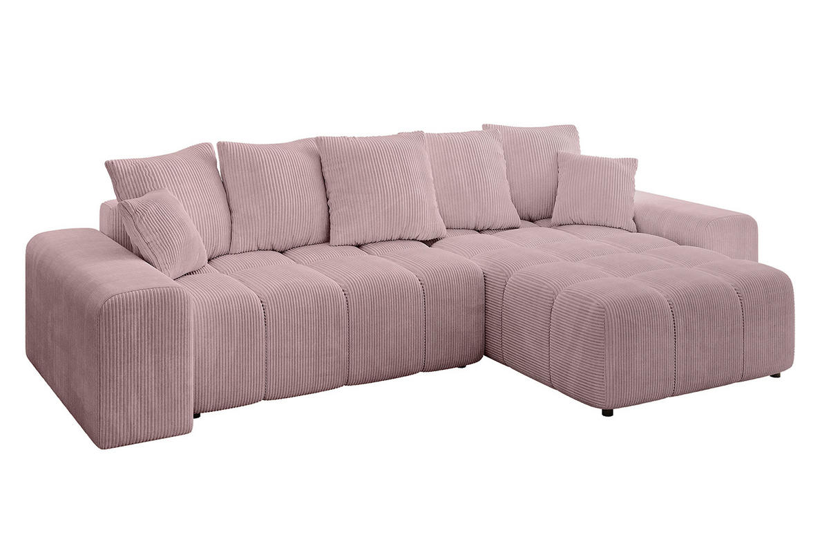 ECKSOFA Ottomane rechts ENIL-L 297x189x68 Rosa Cord - Rosa, Holzwerkstoff/Kunststoff (189/297cm) - ALTDECOR