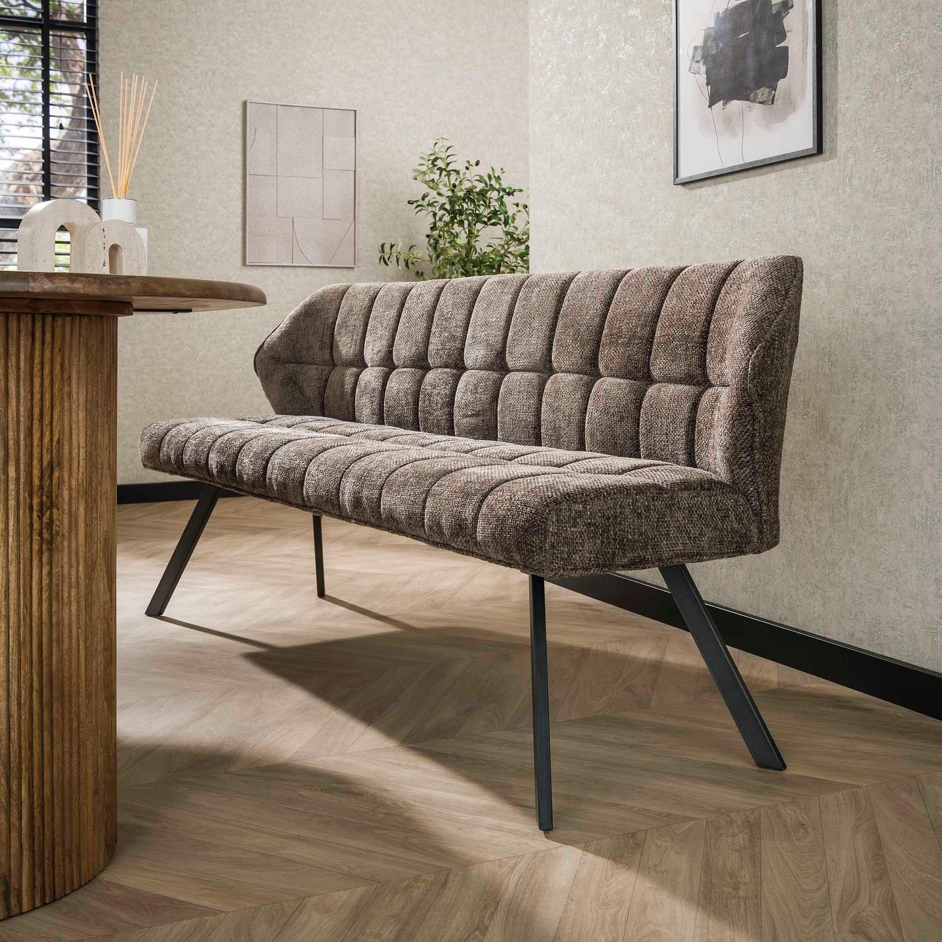 ESSZIMMERBANK Raster Taupe 59/180/84 cm - Taupe, Textil (180/84/59cm) - Hoyz Collection