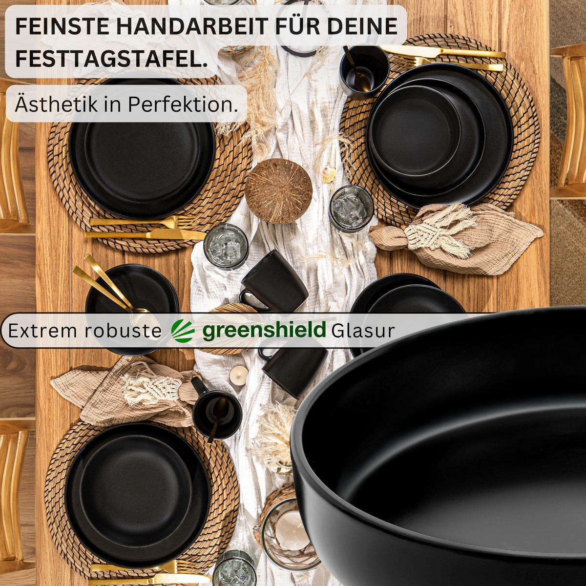 PASTASCHALEN MADEIRA - 6 teilig aus Steingut - Schwarz, Stein (20.5cm) - Sänger