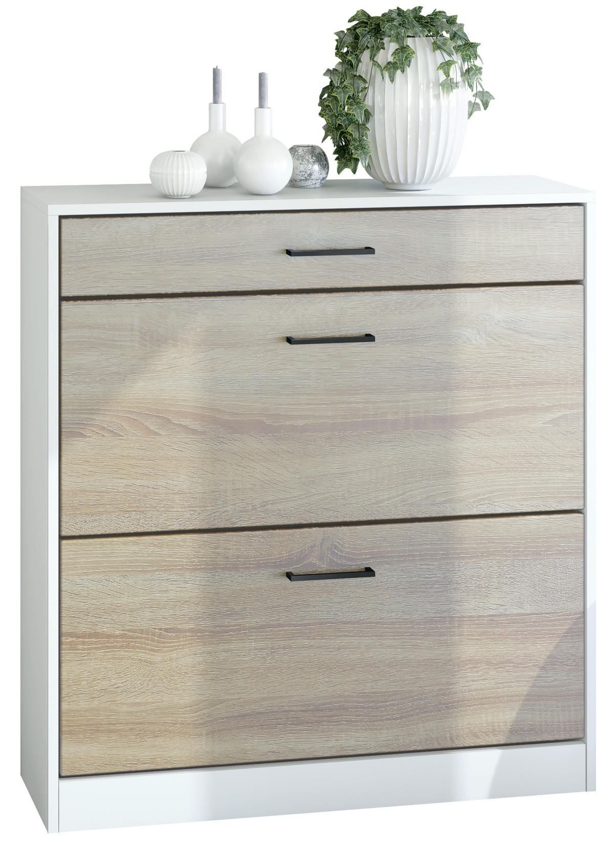 SCHUHSCHRANK Elvas Front in Eiche Sägerau - Eiche San Remo, Holzwerkstoff (89/95.5/27cm) - Vladon