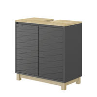 WASCHBECKENUNTERSCHRANK Livia Anthrazit 60 x 60 cm mit 2 Türen - Anthrazit/Naturfarben, Holzwerkstoff (60/60/30cm) - Vicco