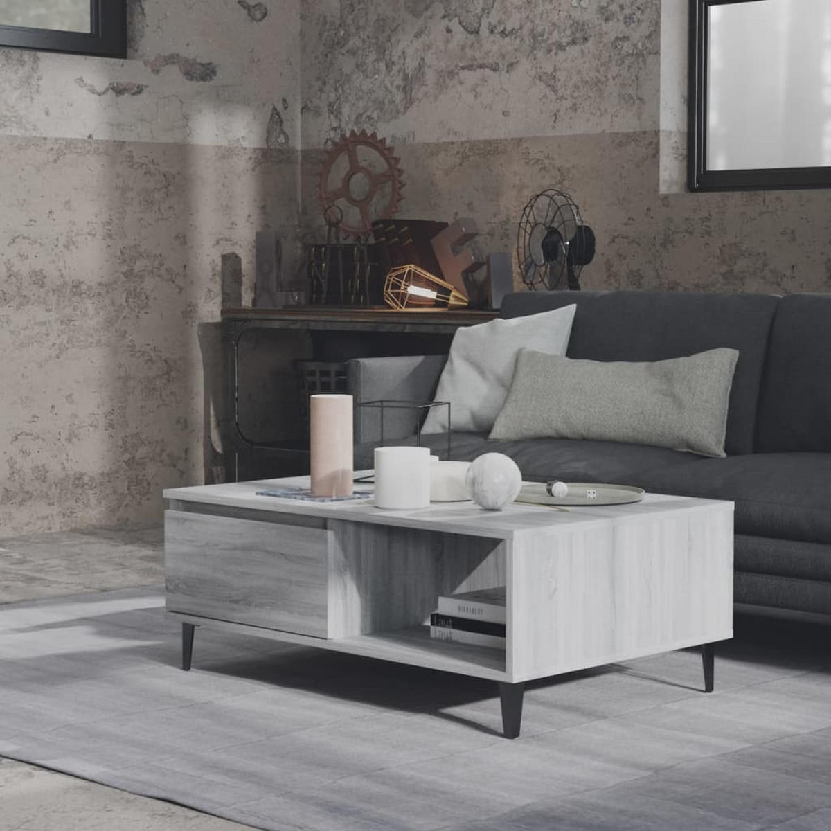 COUCHTISCH Grau Sonoma 90x60x35 cm Holzwerkstoff - Hellgrau, Holzwerkstoff (60/90/35cm) - furnicato