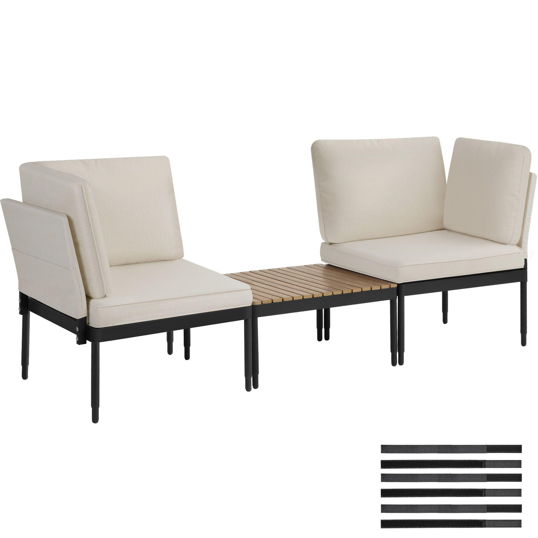 GARTENLOUNGE-SET Magaluf,Armlehnen mit Seitentaschen, stapelbar,anthrazit/grau - Anthrazit/Grau, Kunststoff/Metall - tectake
