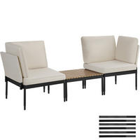GARTENLOUNGE-SET Magaluf,Armlehnen mit Seitentaschen, stapelbar,anthrazit/grau - Anthrazit/Grau, Kunststoff/Metall - tectake