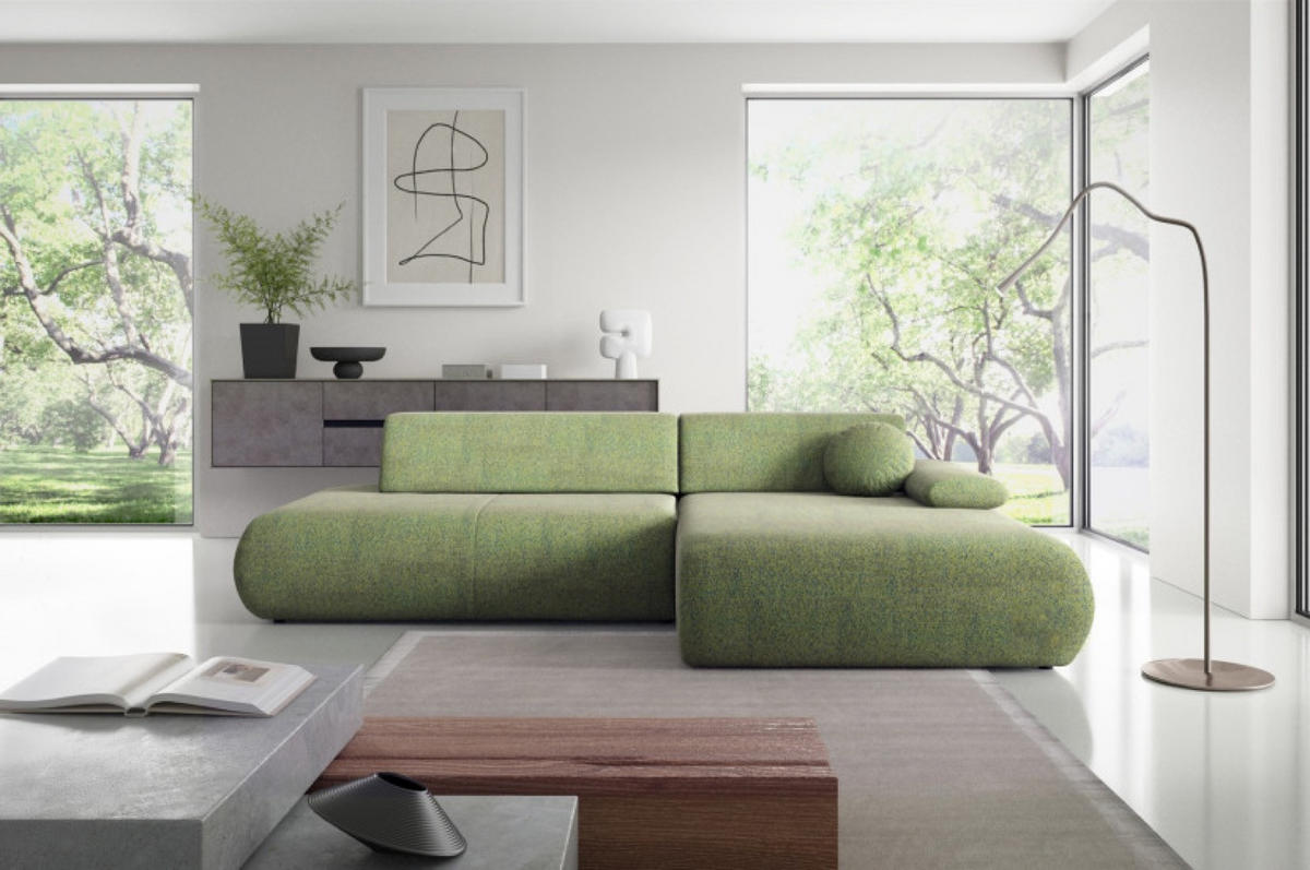 ECKSOFA Grün PENTI Ausziehbar Mit Bettkasten Rechts - Grün, Textil (173.5/286cm) - Sepro Meble