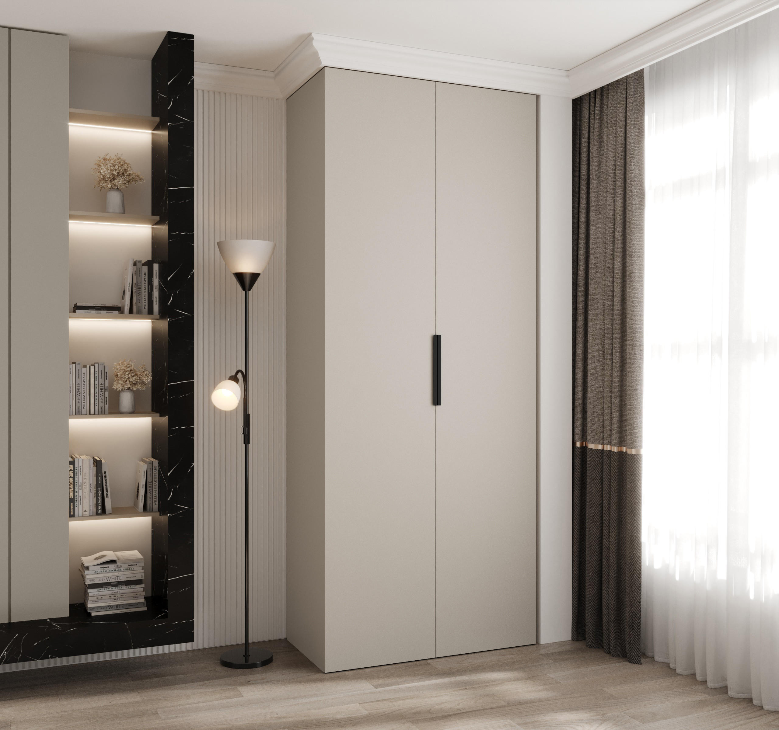 DREHTÜRENSCHRANK 245,5/100/40 2-türig - Kaschmir/Schwarz, Holz/Metall (100/245.5/40cm) - Abiks Möbel