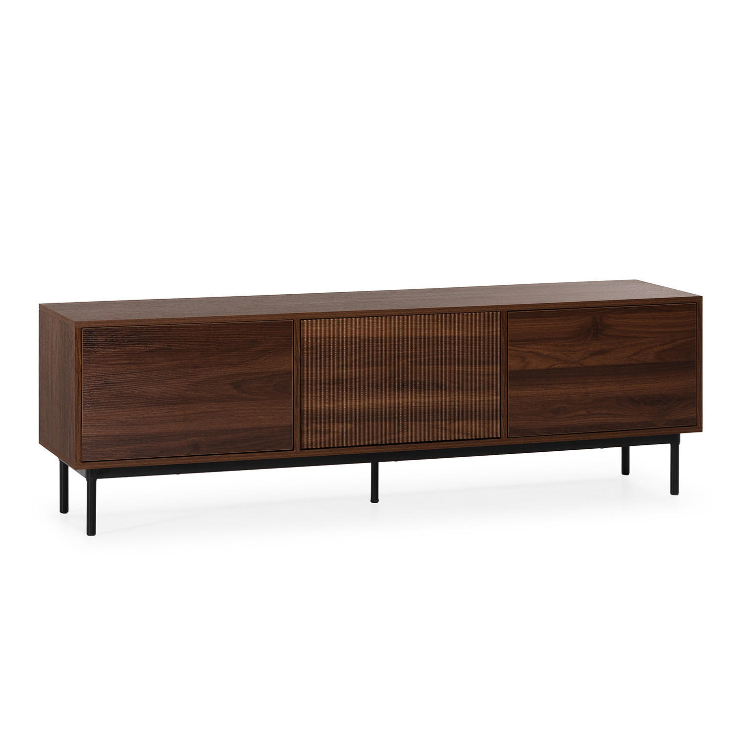 COMODĂ TV Florida cu 3 uși, aspect de nuc comun - culoare nucă, compozit lemnos (160/50/40cm) - VS Venta-stock